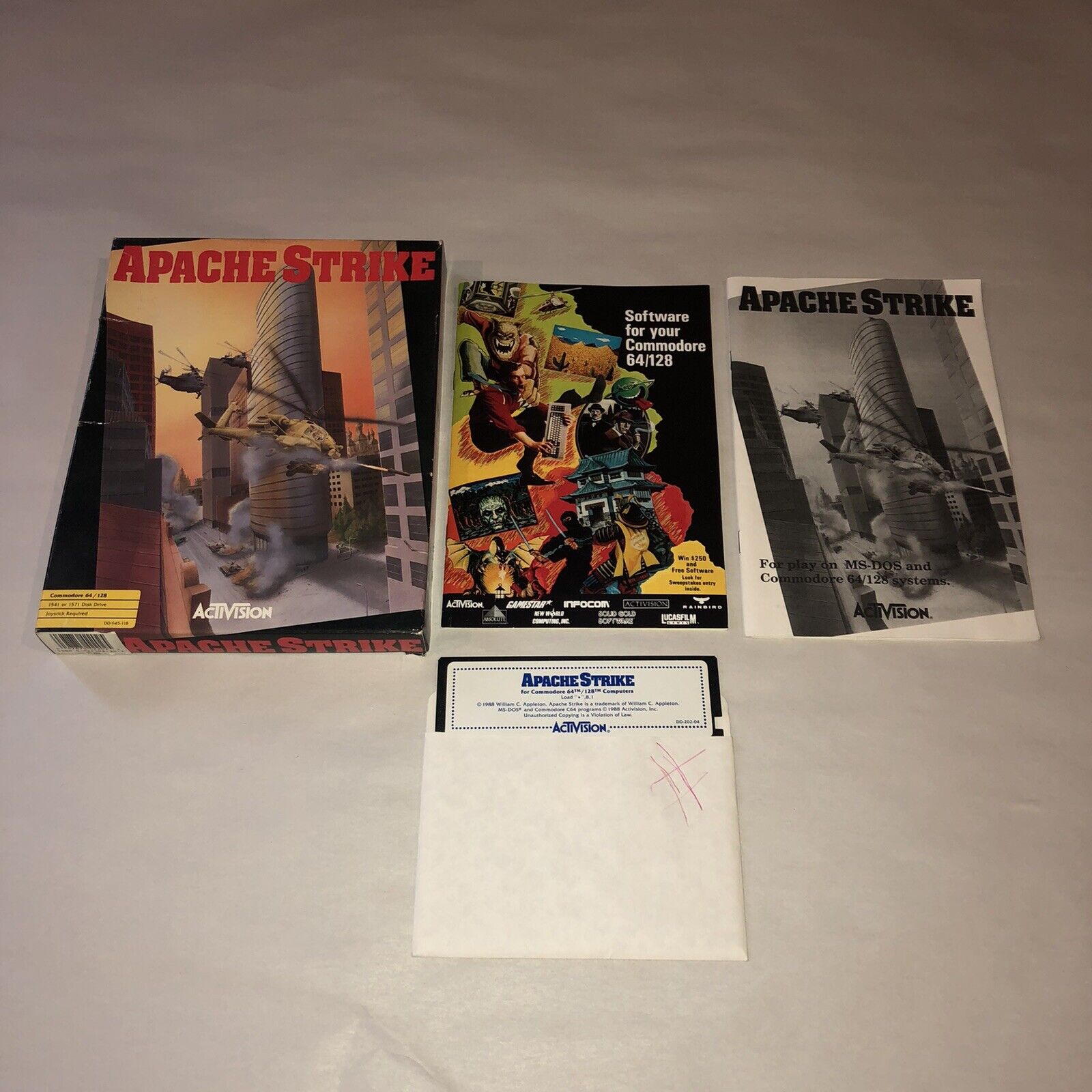 UNTESTED Commodore 64/128: APACHE STRIKE - C64 ORIGINAL Disk - Complete CIB