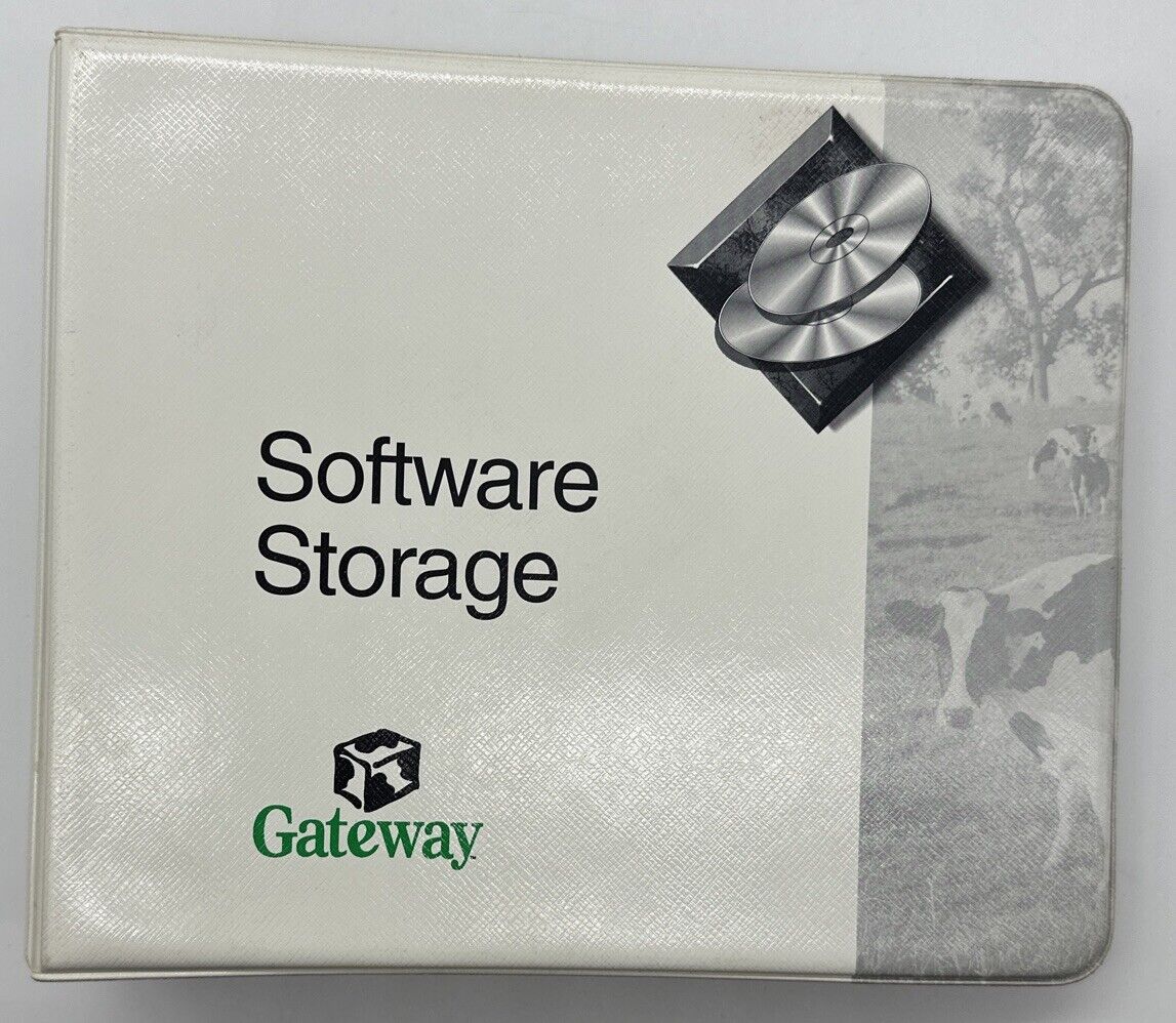Vintage GATEWAY Computer Software Storage Binder CD Holder 14 Double Sided Pages