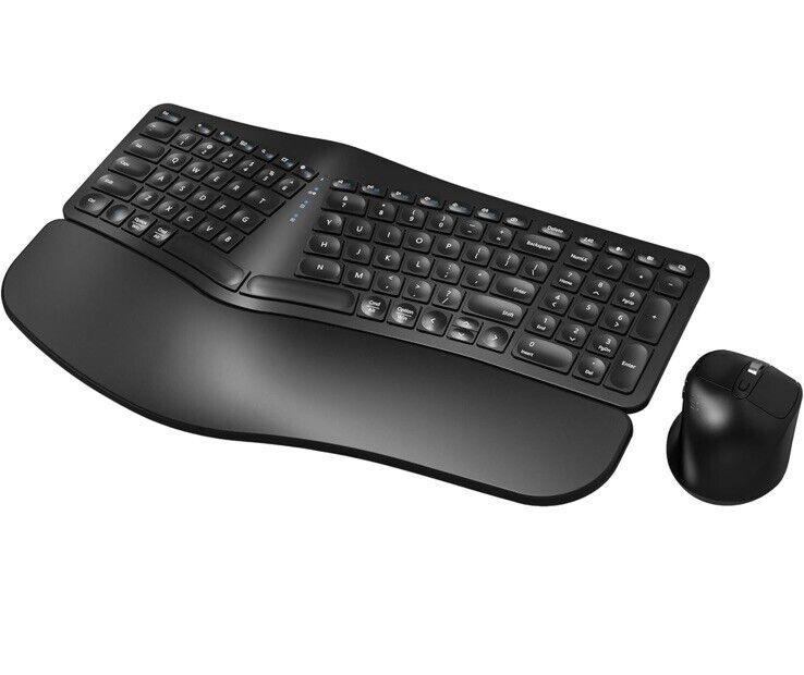MK960 Ergonomic Wireless Keyboard Mouse Combo, Bluetooth/2.4G Split Design LC