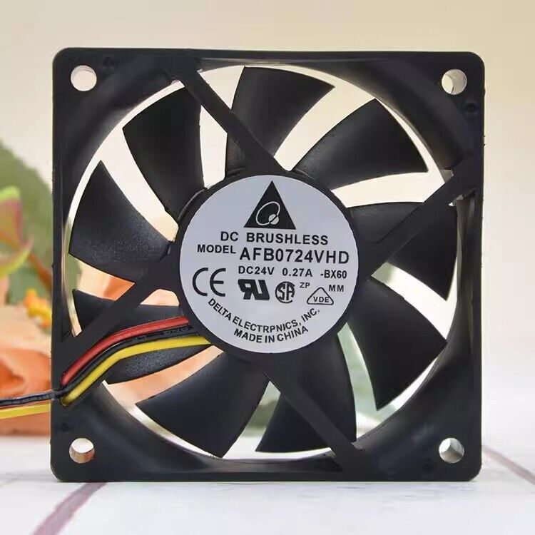 Delta AFB0724VHD 7020 DC24V 0.27A 7CM 3-Wire Dual Ball Inverter Cooling Fan