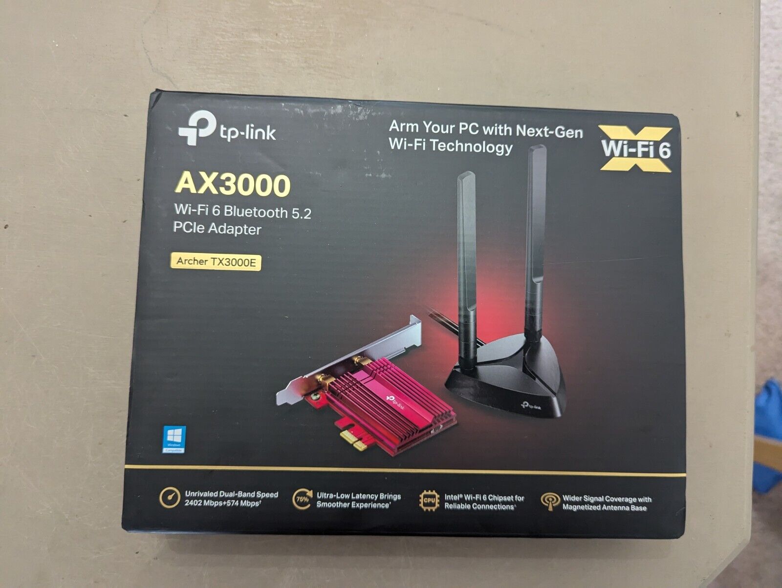 New TP-Link WiFi 6 AX3000 PCIe WiFi Card Up to 2400Mbps Bluetooth 5.0 - SEALED