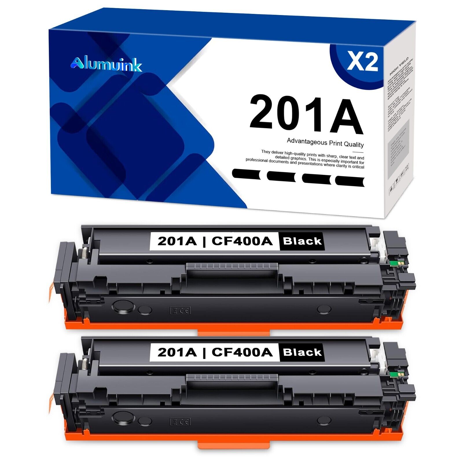 High Yield 201A Black Toner Replacement for HP 201A CF400A Pro MFP M277dw,2 Pack