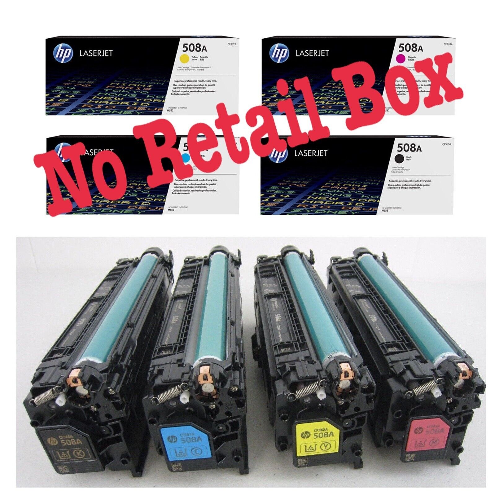 4PK Genuine HP 508A CF360A CF361A CF362A CF363A Toner LaserJet M577 NEW Out Box