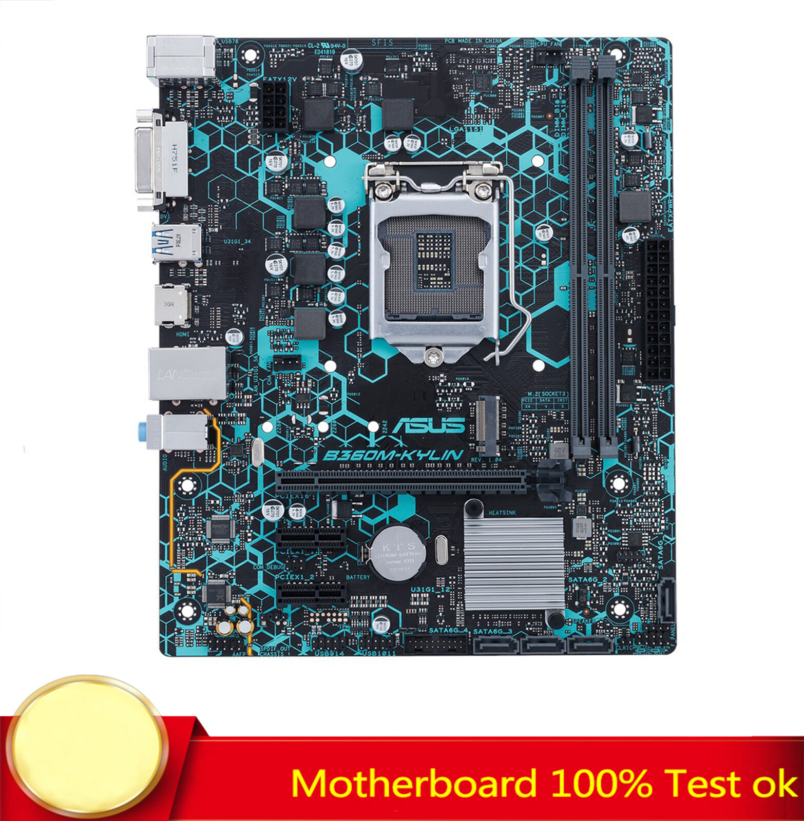 FOR ASUS B360M-KYLIN Motherboard Supports DDR4 32GB 1151PIN Intel 100% Test Work