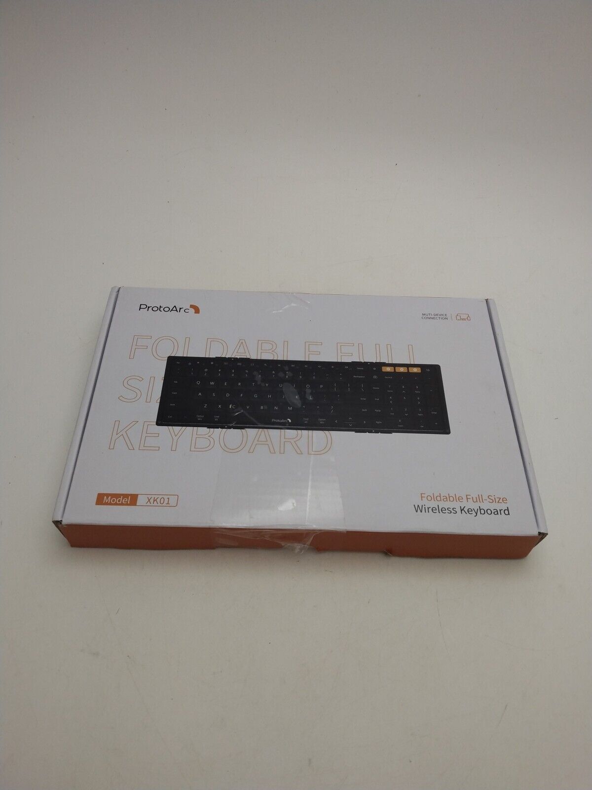 ProtoArc Foldable Bluetooth Keyboard, Full Size XK01 Portable White/Silver.128
