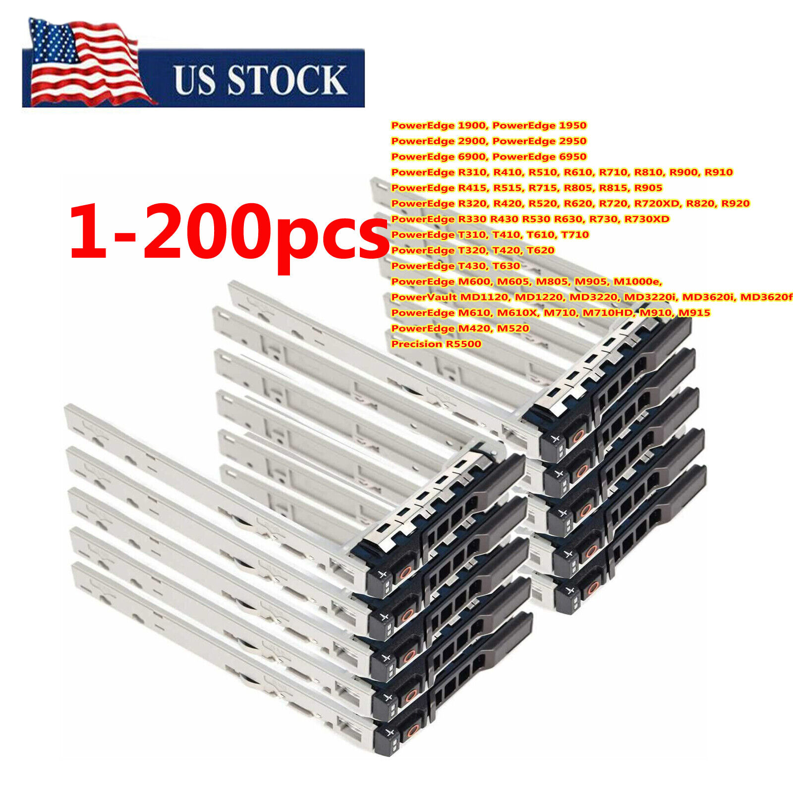 Lot 1-200pcs G176J for Dell 2.5'' Hard Drive Caddy Tray PowerEdge R610 R620 R710