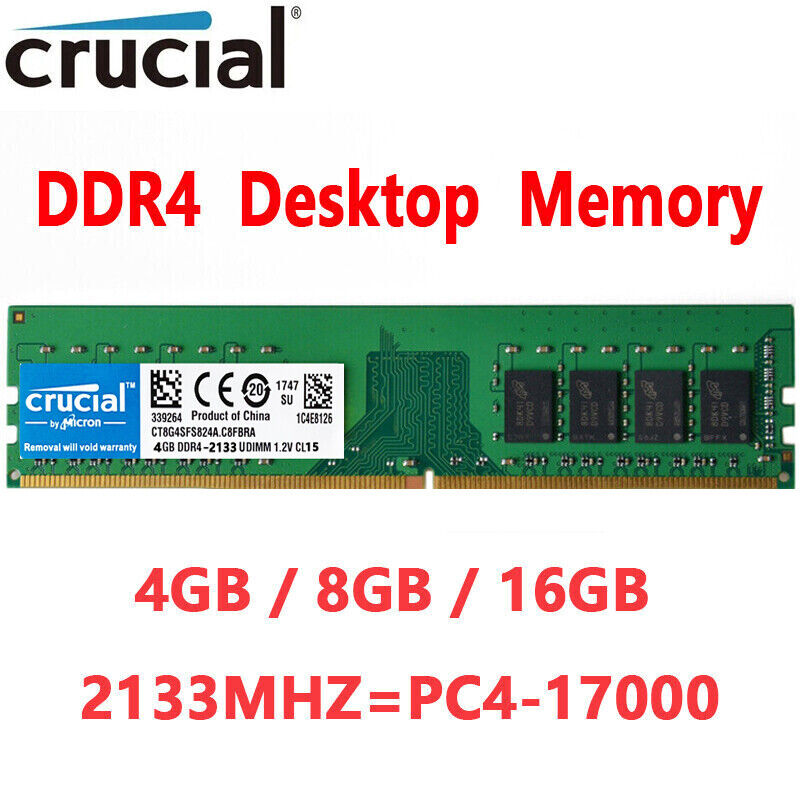 Crucial DDR4 4GB 8GB 16GB 2133Mhz  PC4-17000 288pins Desktop Memory Dimm Ram