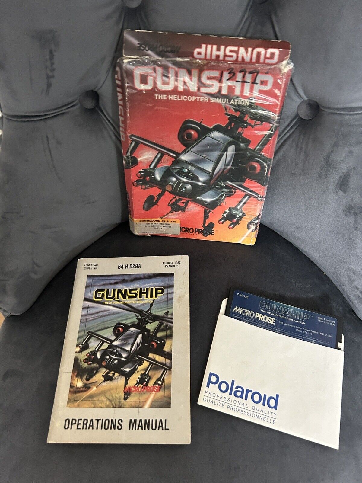 BOXED Gunship Helicopter Simulation by MicroProse Commodore 64 / 128 (1986)