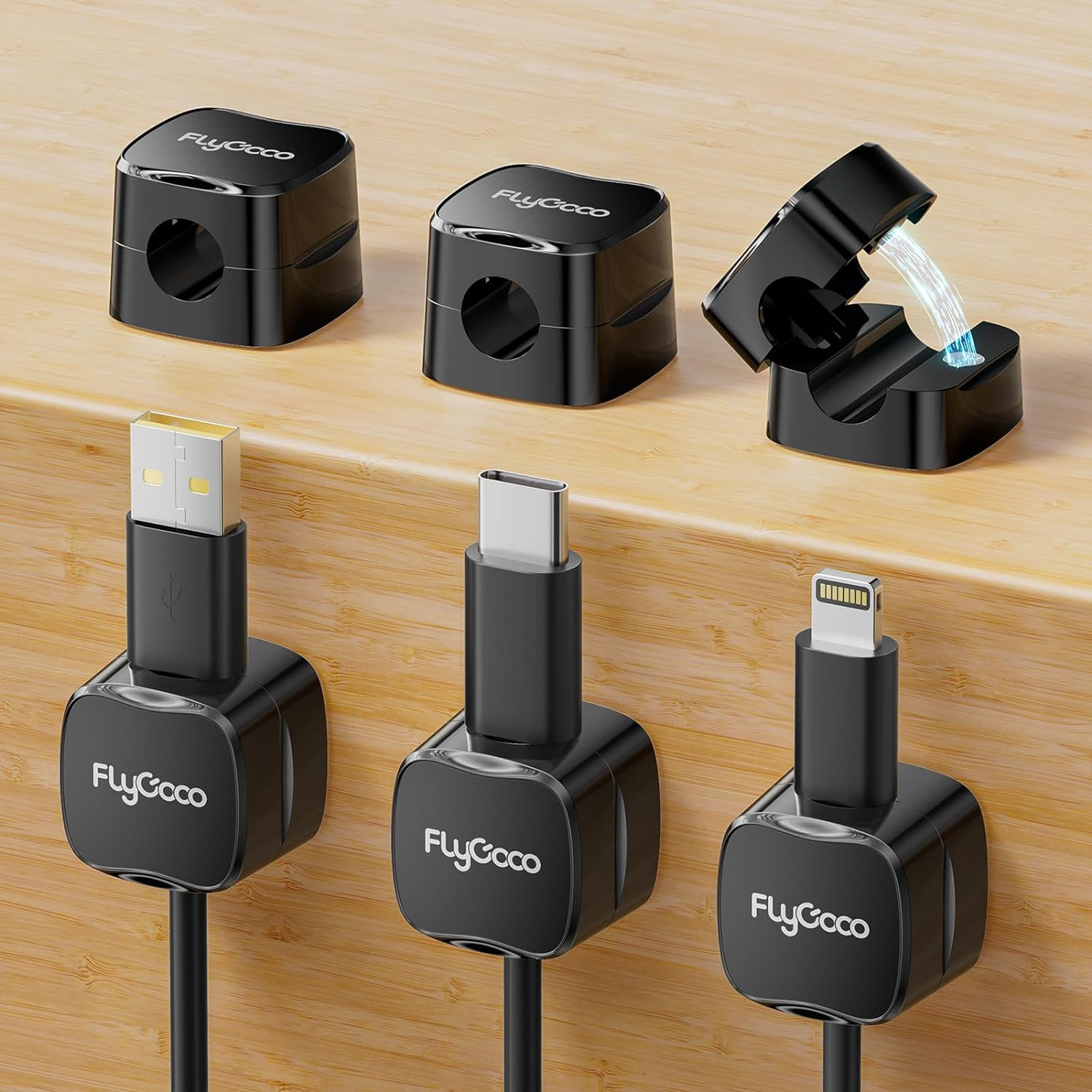6 Pack Magnetic Cable Management Clips,  Cord Organizer for Desk, Phone USB Char
