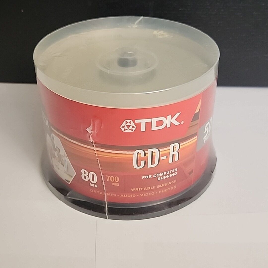 TDK CD-R 700MB 80 Min 50 Pack Writable Computer Burning New Sealed - 