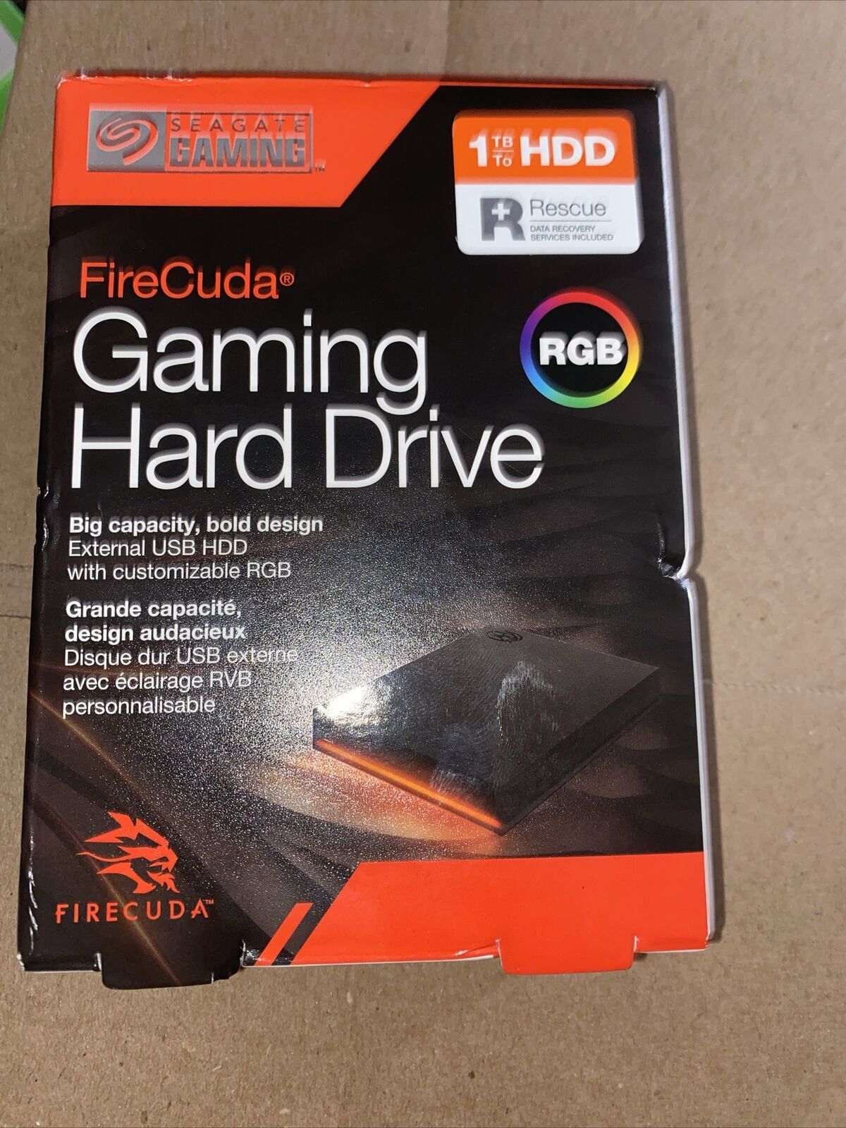 Seagate FireCuda Gaming 1TB External USB 3.2 Gen 1 Hard Drive with RGB LED Light