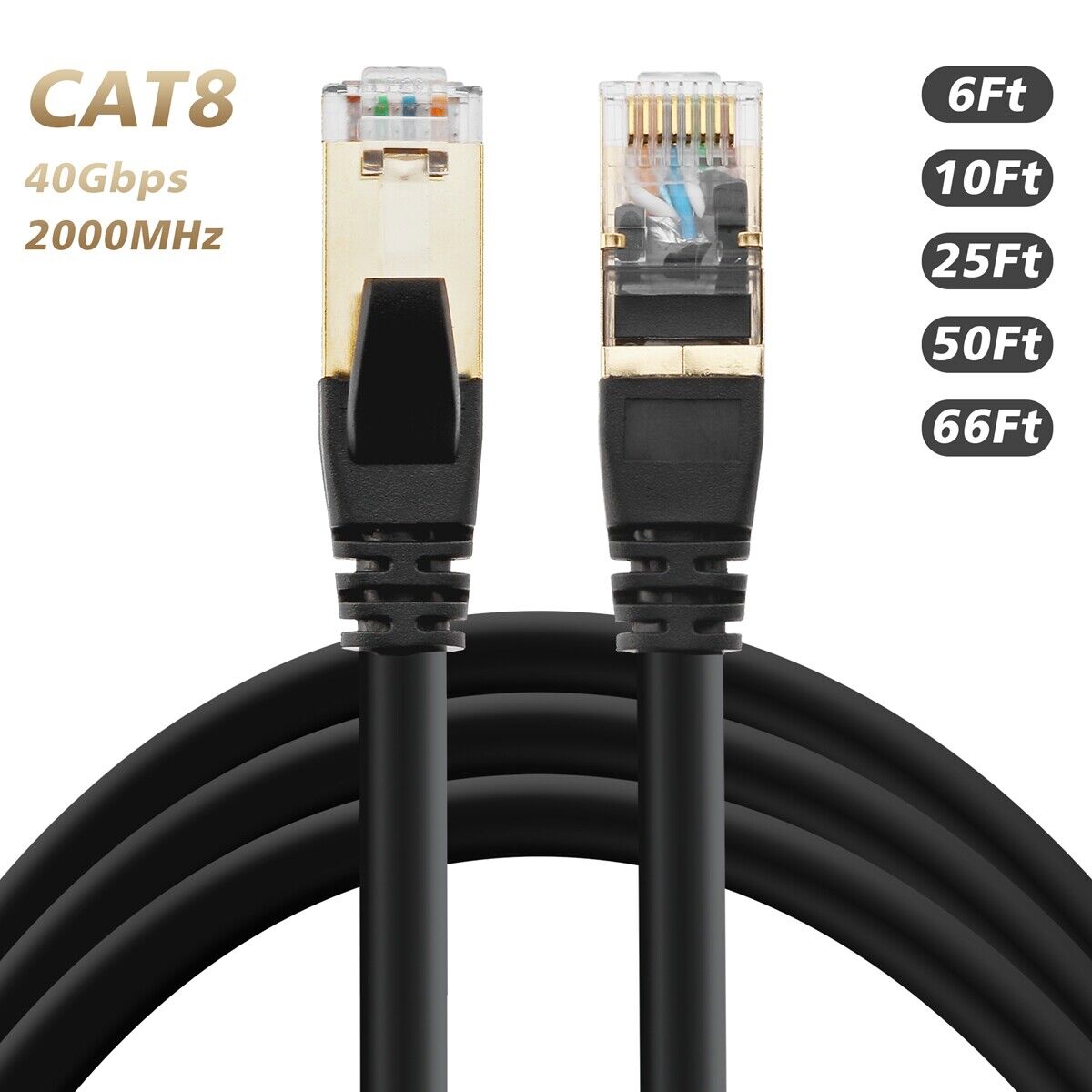 Cat 8 Cable, Category 8 S/FTP 40Gbps Ethernet Cable Wide Compatibility US Lot
