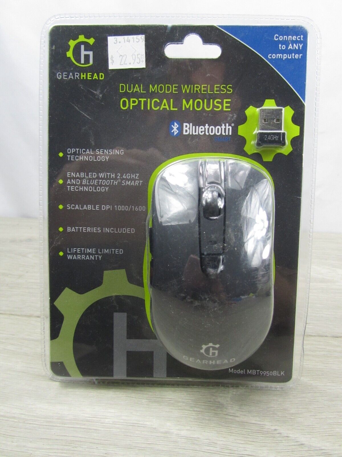 Gear Head Black 2.4GHz Wireless Nano Optical Mouse USB MBT9950BLK NEW
