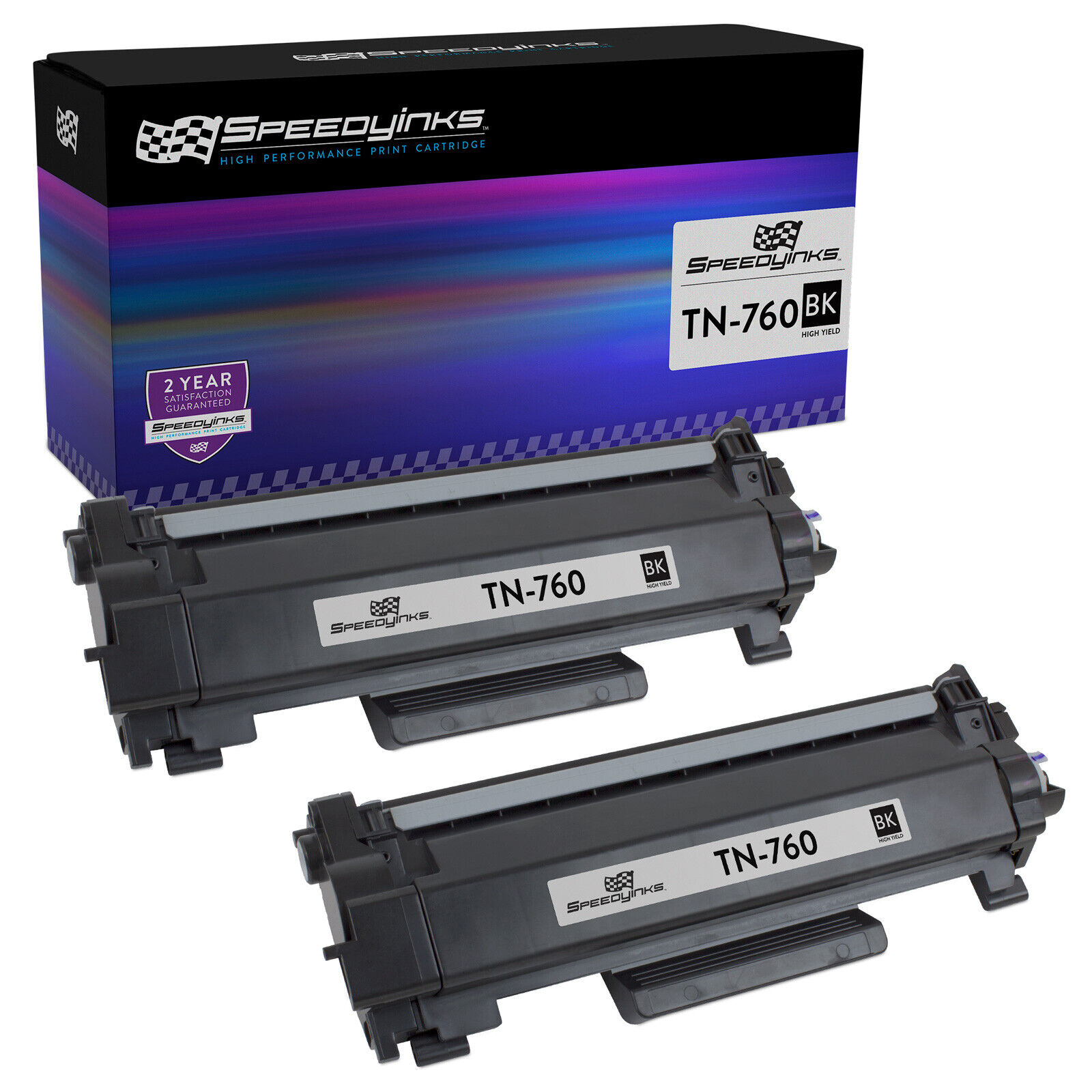 2PK TN760 for Brother Black New w/chip Toner Cartridge TN730 MFC-L2710DW L2730DW