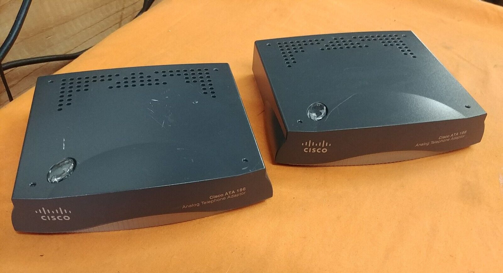 Lot of 2 Cisco ATA 186 Analog Telephone Adapter Fully - no power adapters - Used