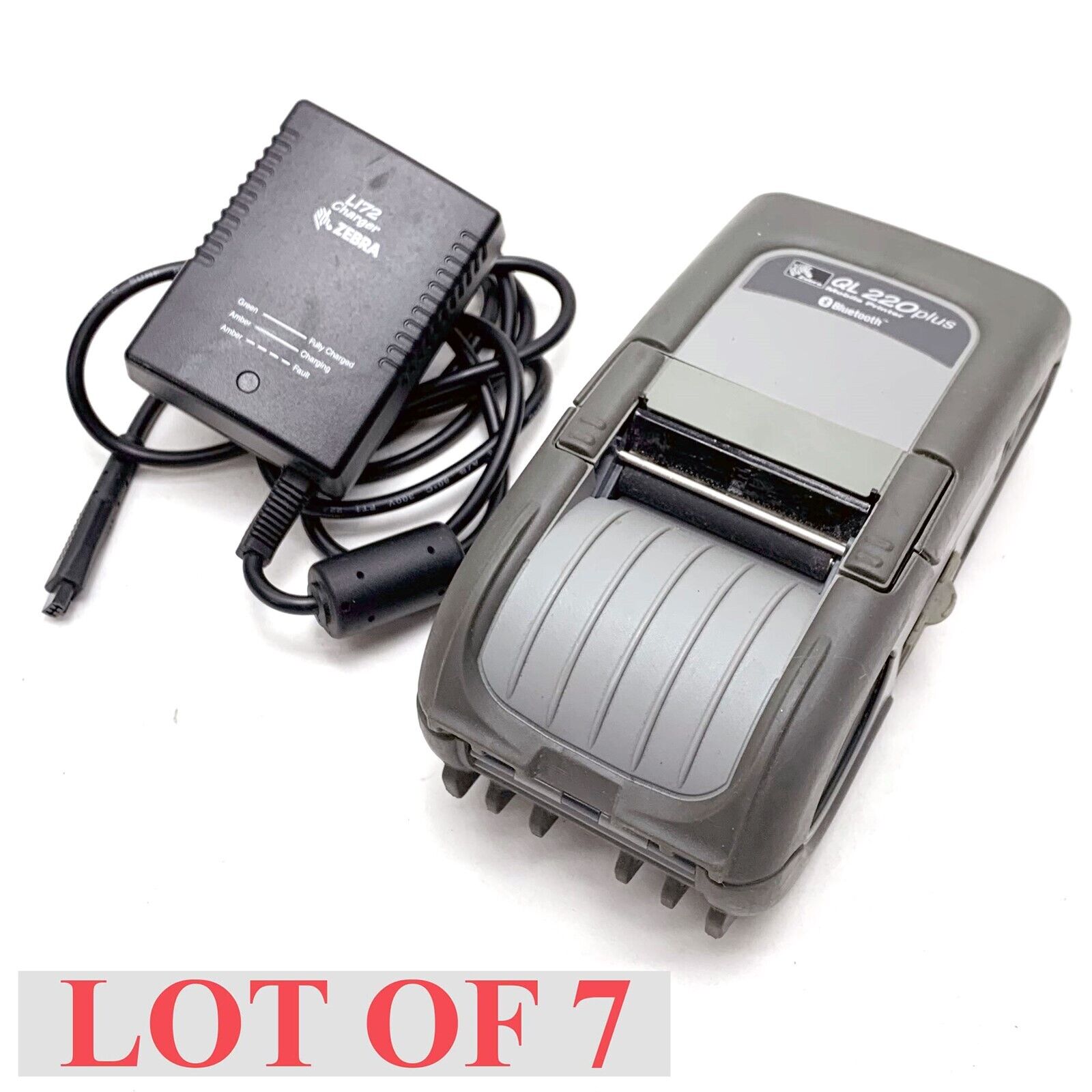 Zebra QL220 Plus Mobile Thermal Printer Wireless Bluetooth w/AC Power Batt Lot 7