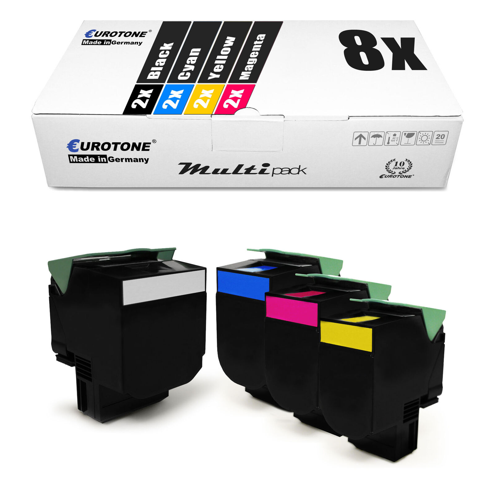 8x Eco Cartridge XXL for Lexmark CS-410-dn CS-310-dn