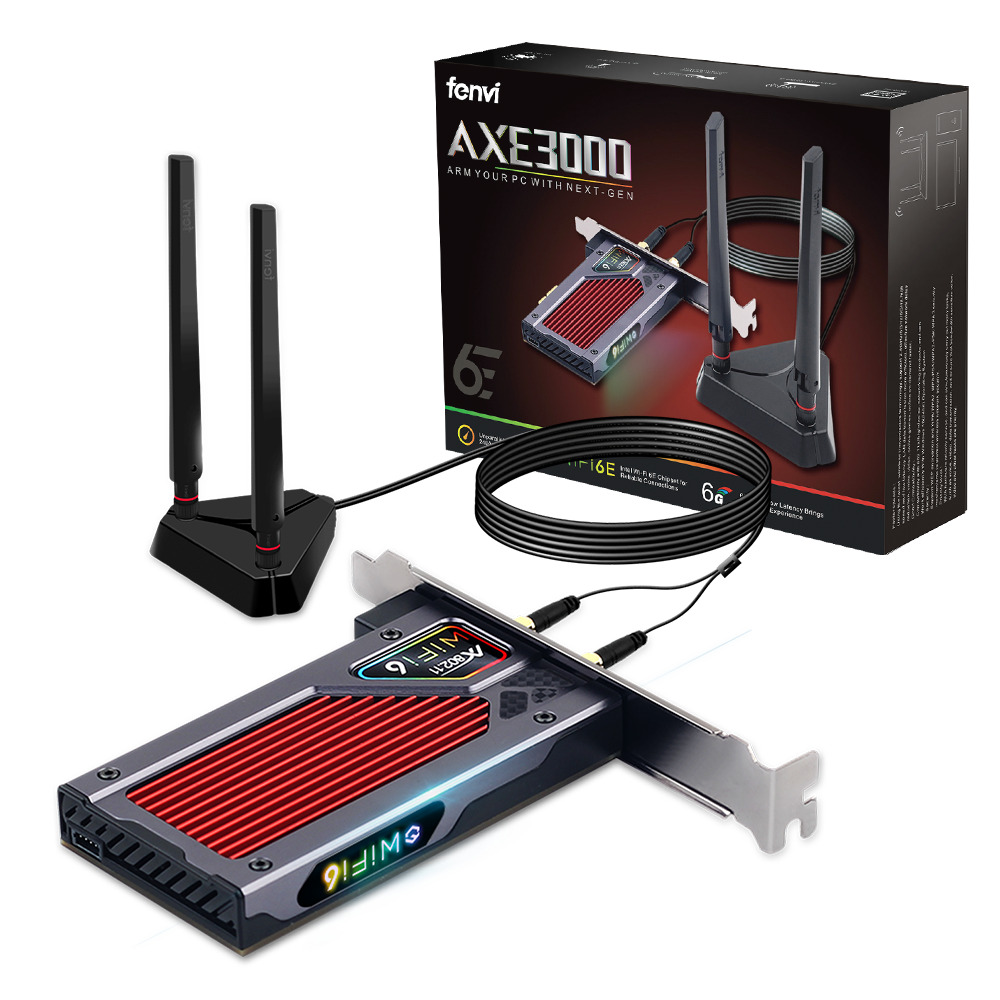 WiFi 6E AXE3000RGB PCIe Wifi Card Intel AX210 Desktop PC WiFi Bluetooth Adapter