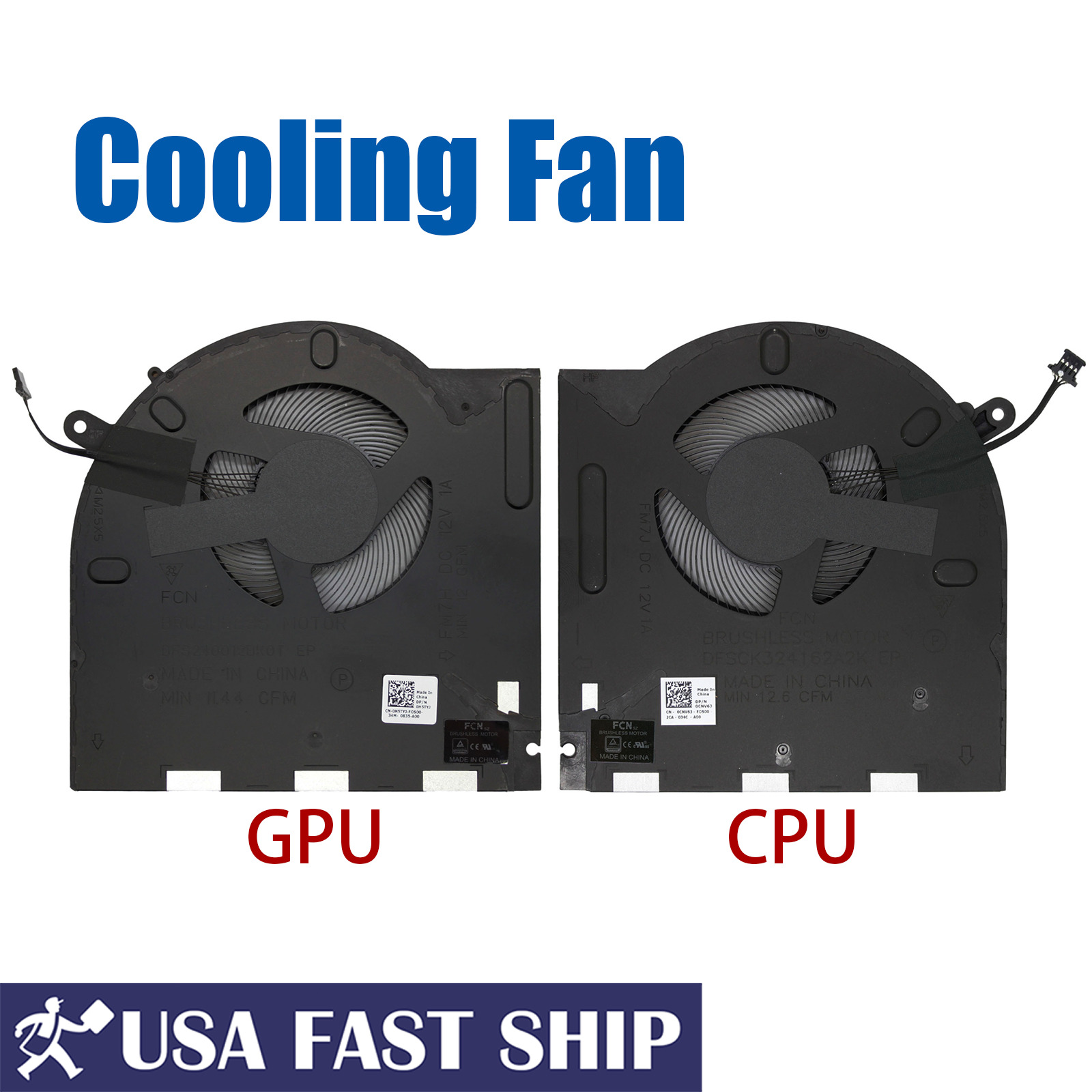 OEM CPU + GPU Cooling Fan For Dell Alienware M17 R3 M17 R4 P45E 0H5TYJ 0CNV63