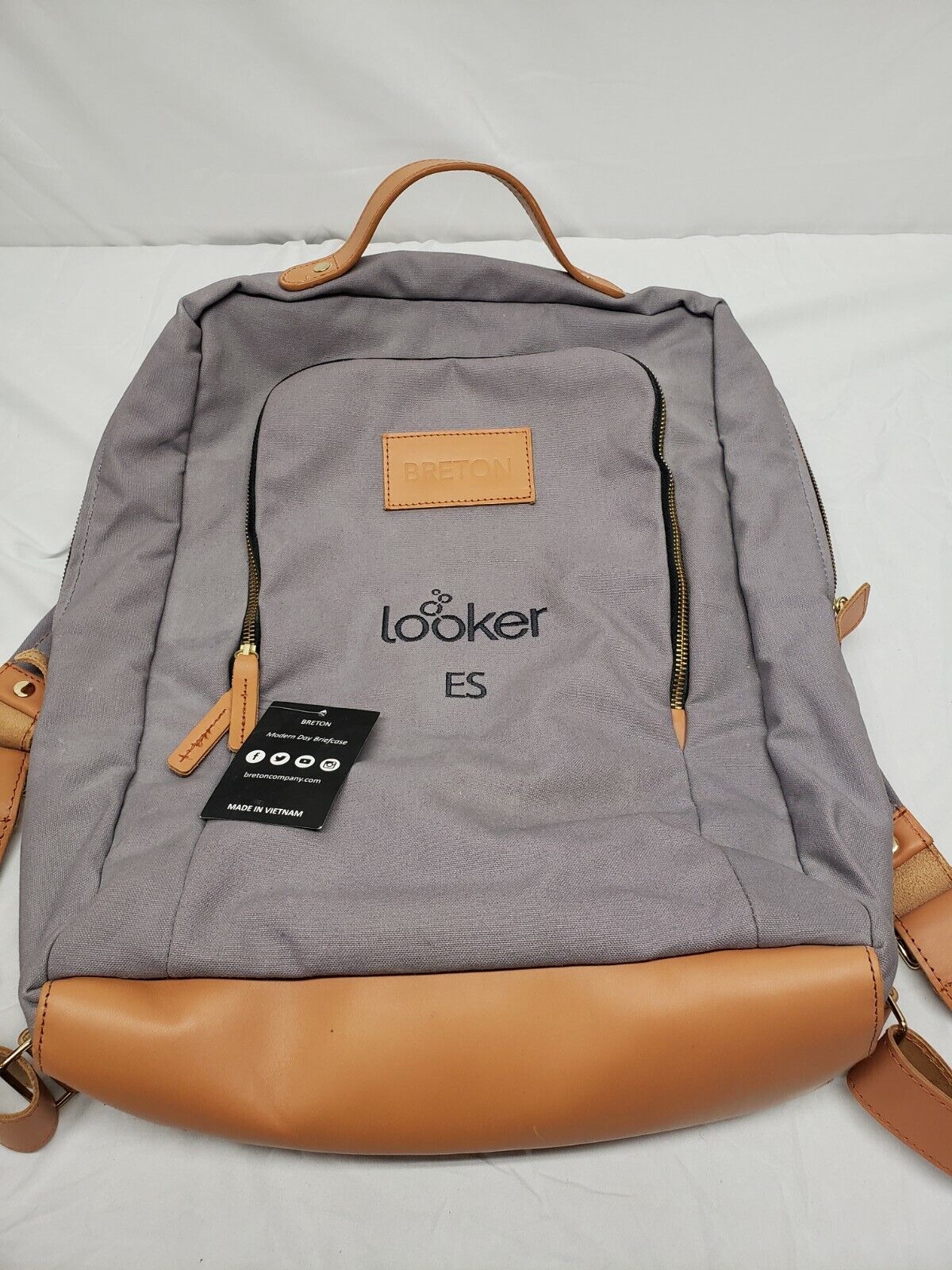 RARE Breton Modern Day Briefcase Backpack LOOKER canvas leather SOLD OUT ONLINE