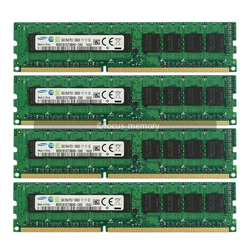 Samsung 32GB 4x8GB PC3-10600E DDR3-1333 ECC Unbuffered UDIMM Ram for HP z210 CMT