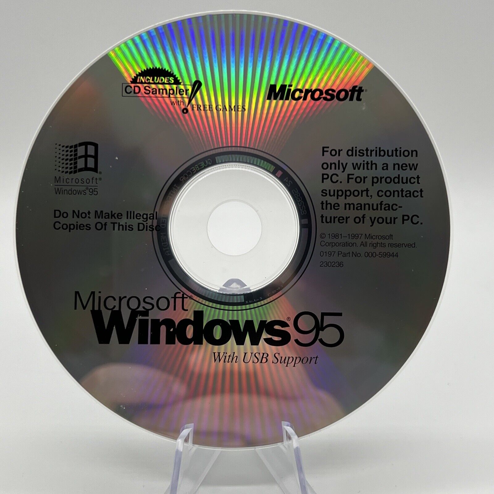 Windows 95 PC CD-ROM ONLY w/ CD SAMPLER FREE GAMES - NO PRODUCT KEY NO CASE