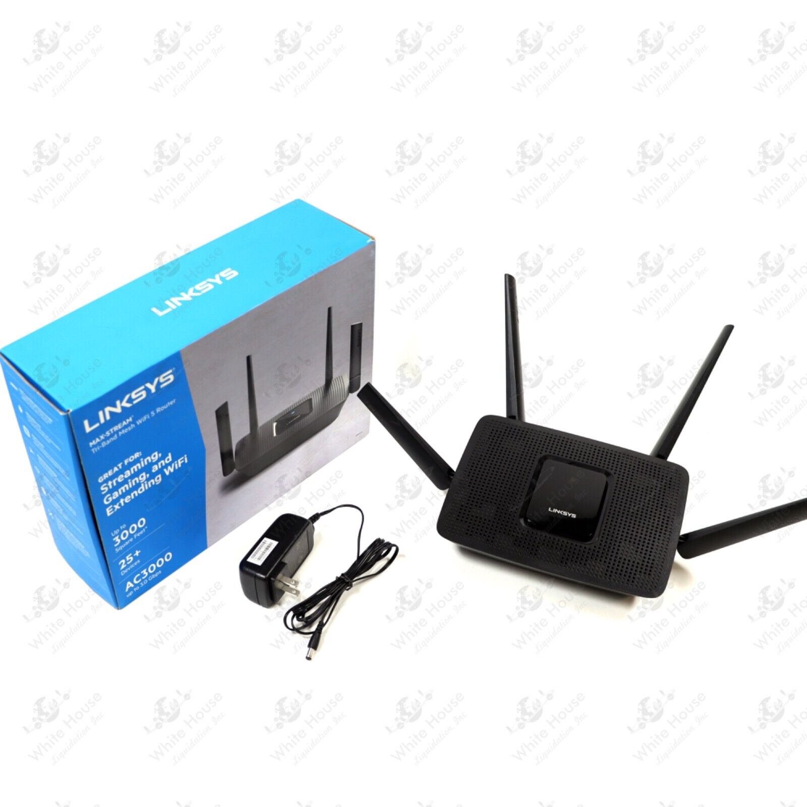 Linksys - Max-Stream AC3000 Tri-Band Mesh Wi-Fi 5 Router - Black
