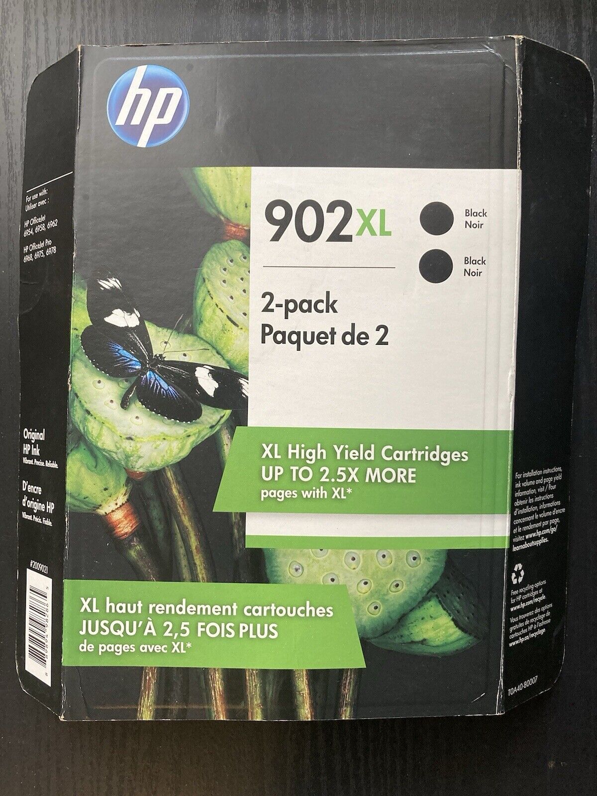 Genuine OEM HP 902XL BLACK 2-Pack High Yield Ink Cartridges SEALED EXP 12/22