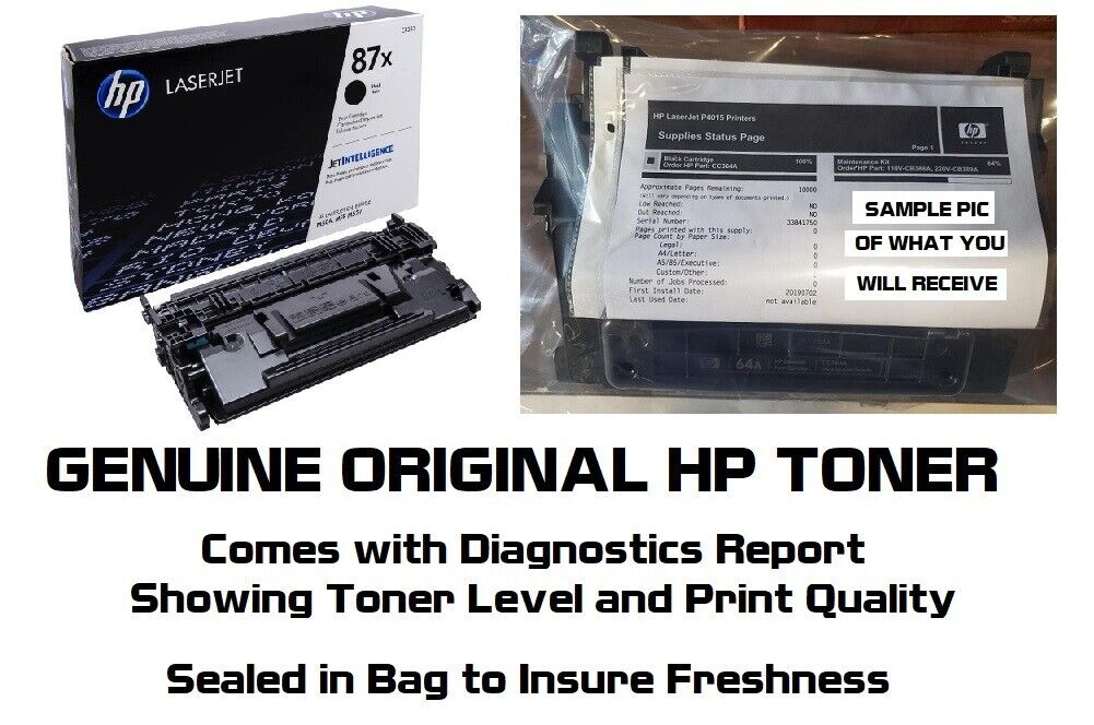 New Genuine HP 87X Toner Cartridges Printer-Tested 100% SEALED BAG OPEN BOX