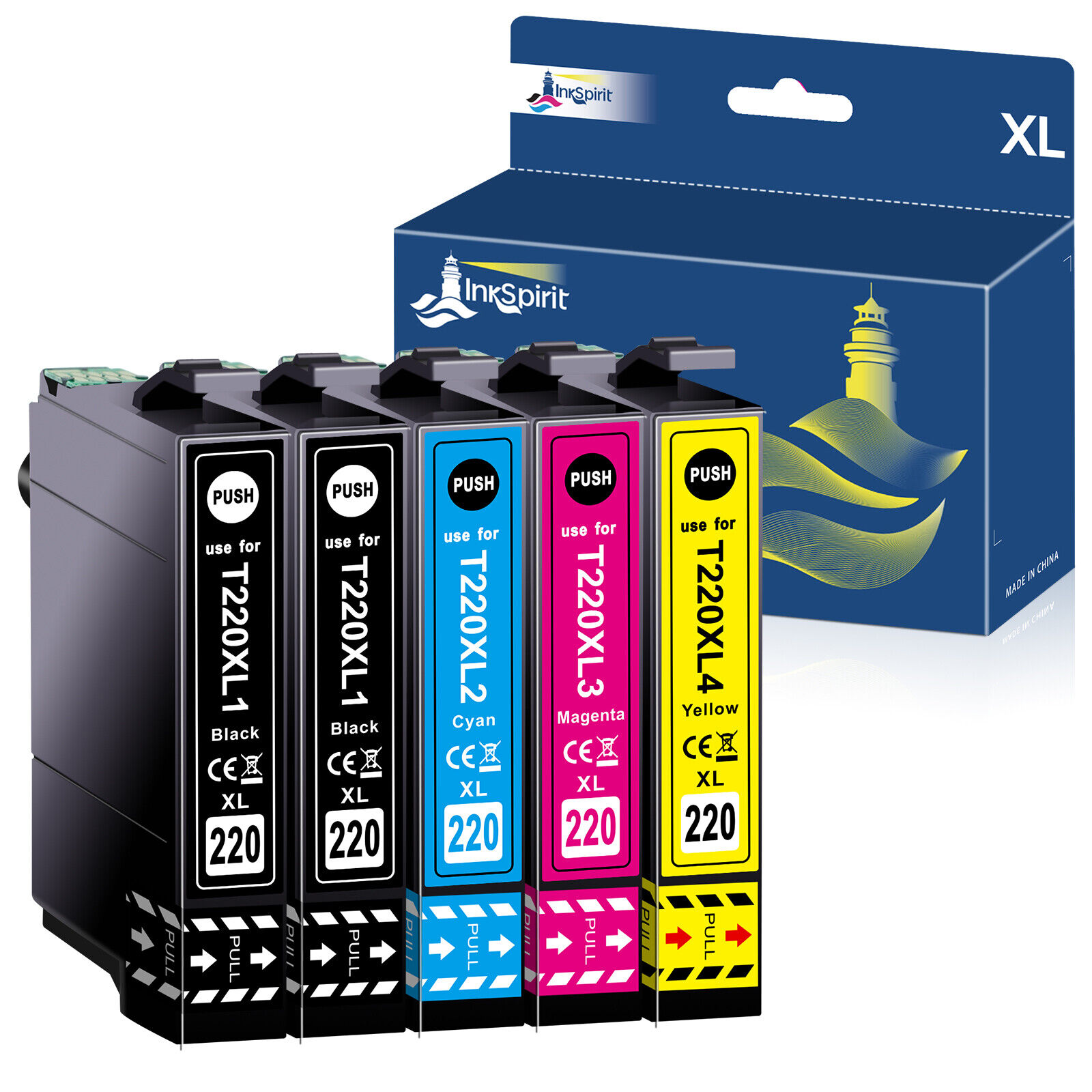 5PK T220XL 220-XL Ink Cartridge For Epson XP420 XP424 XP320 WF2630 WF2660 WF2750