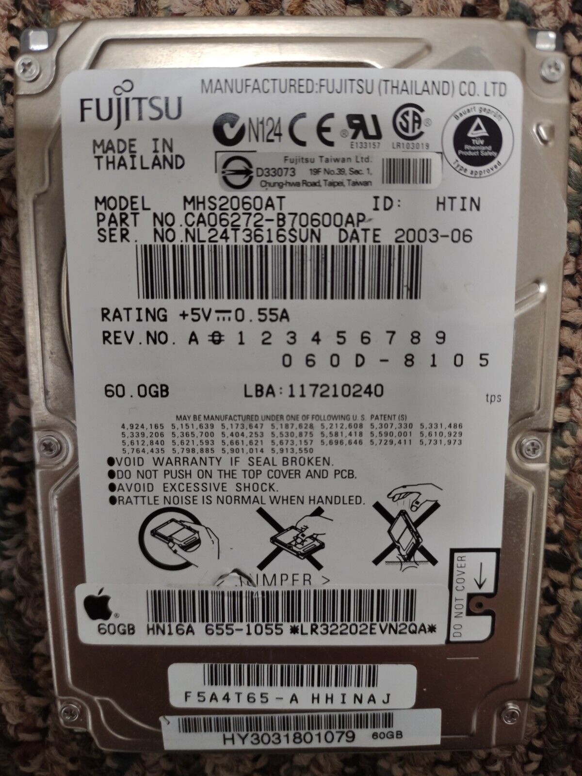 Fujitsu 60GB Internal 4200RPM 2.5