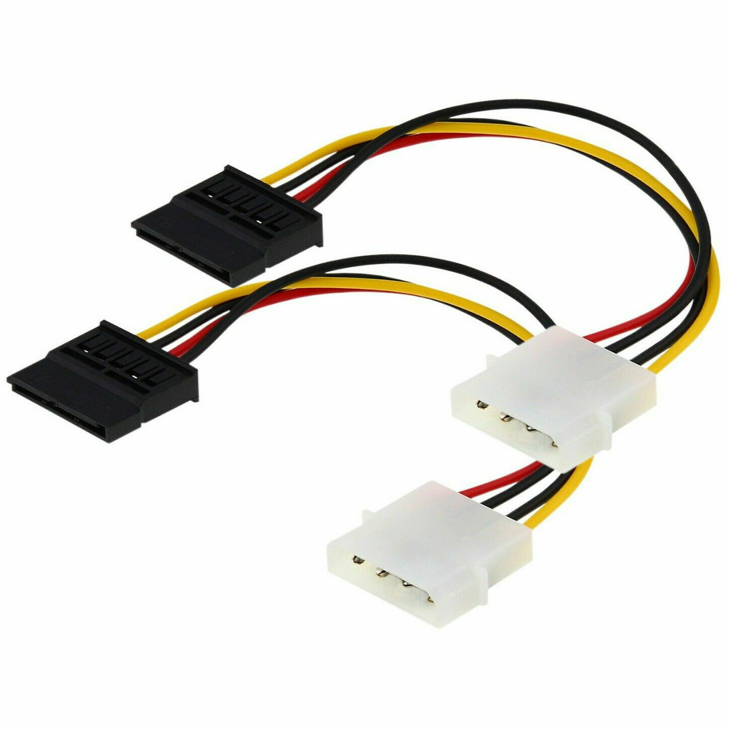 2 x IDE/Molex 4-Pin Male To Serial ATA SATA 15-Pin Female Power Adapter Cable