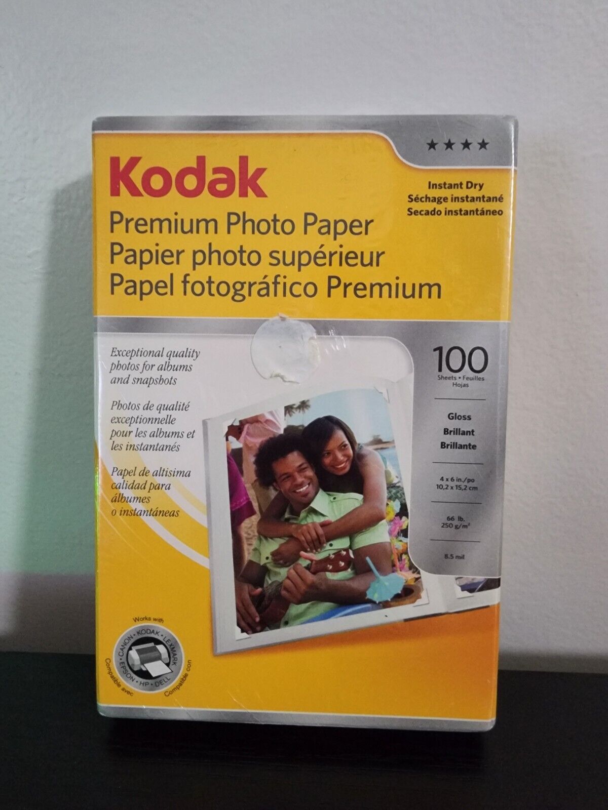 Kodak Premium Photo Paper Gloss 100 Sheets, Instant Dry, 4x6 In, 8.5 Mil (New)