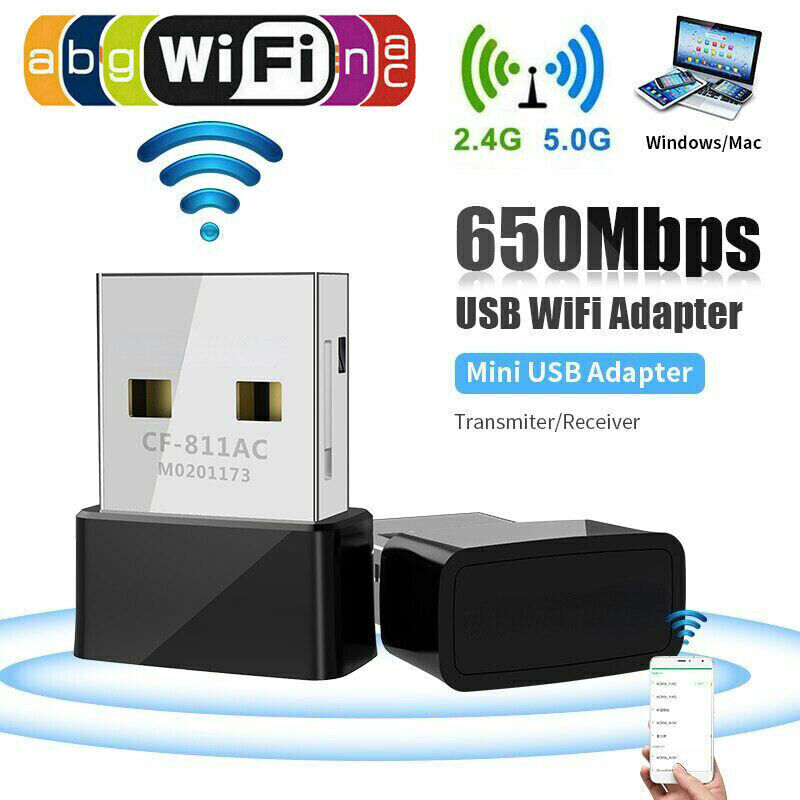 650Mbps Mini USB Wifi Adapter wireless Network Card 802.11AC Dual Band 2.4G/5G