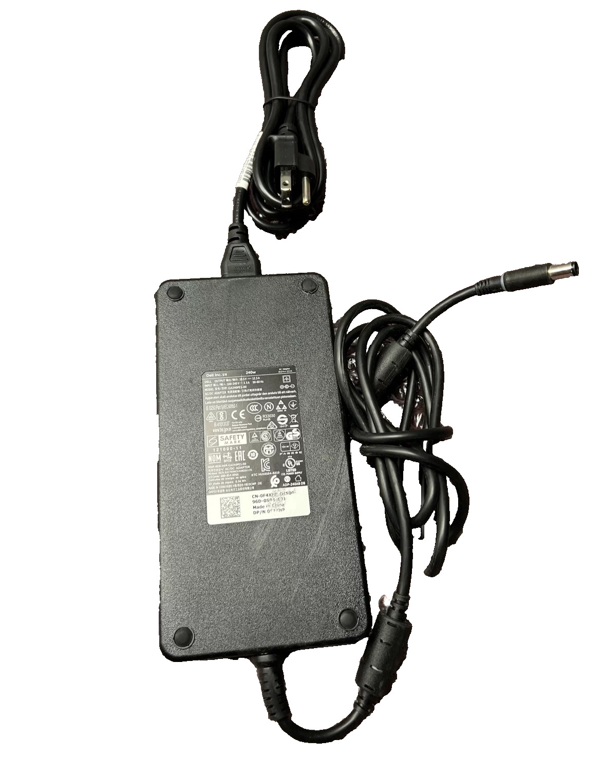 Genuine Dell 0F4XHP 240W Laptop AC Adapter Tested Good