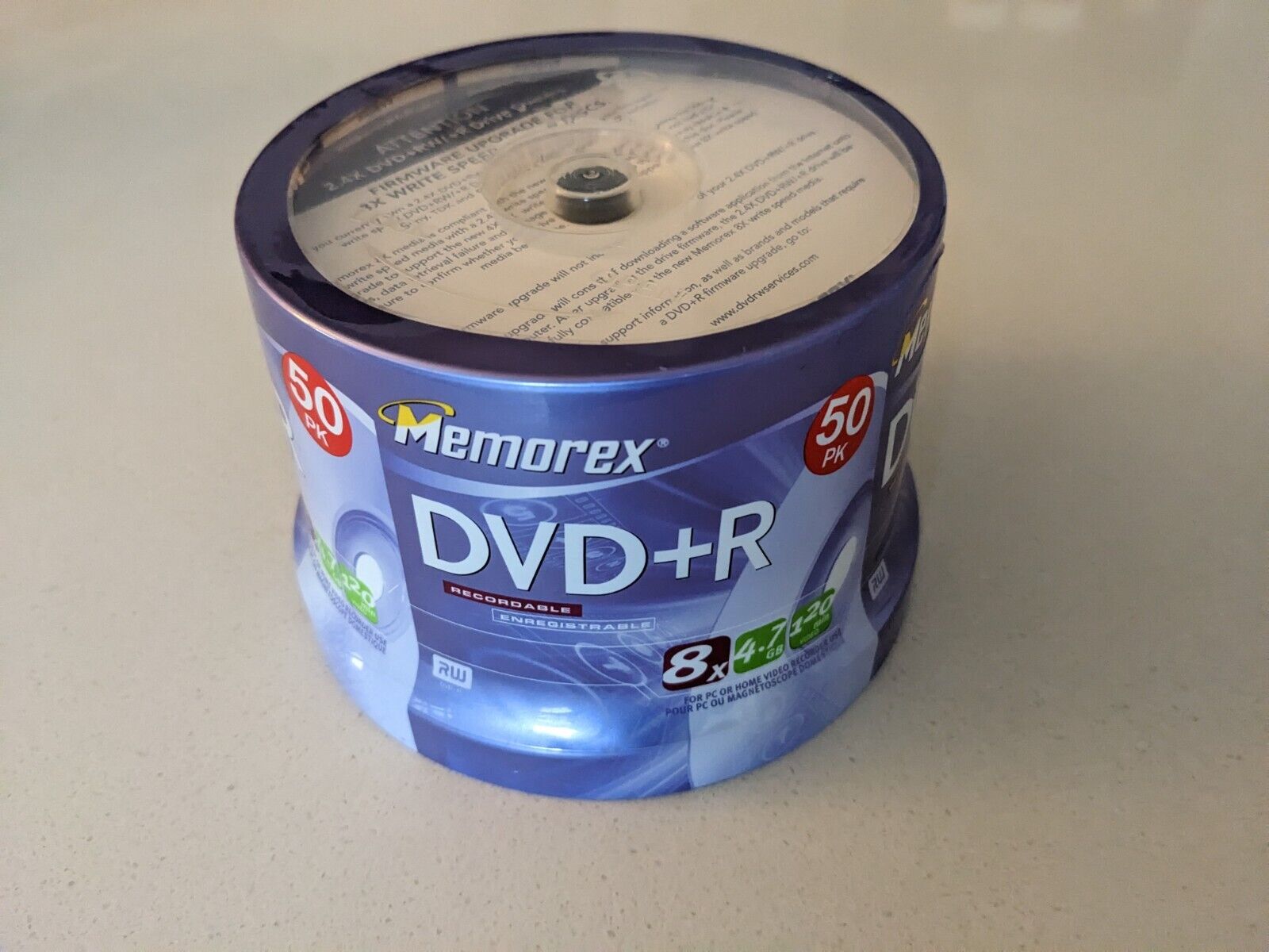 Memorex DVD-R Discs 4.7GB 8x 120 Minutes 50 Pack Spindle NEW