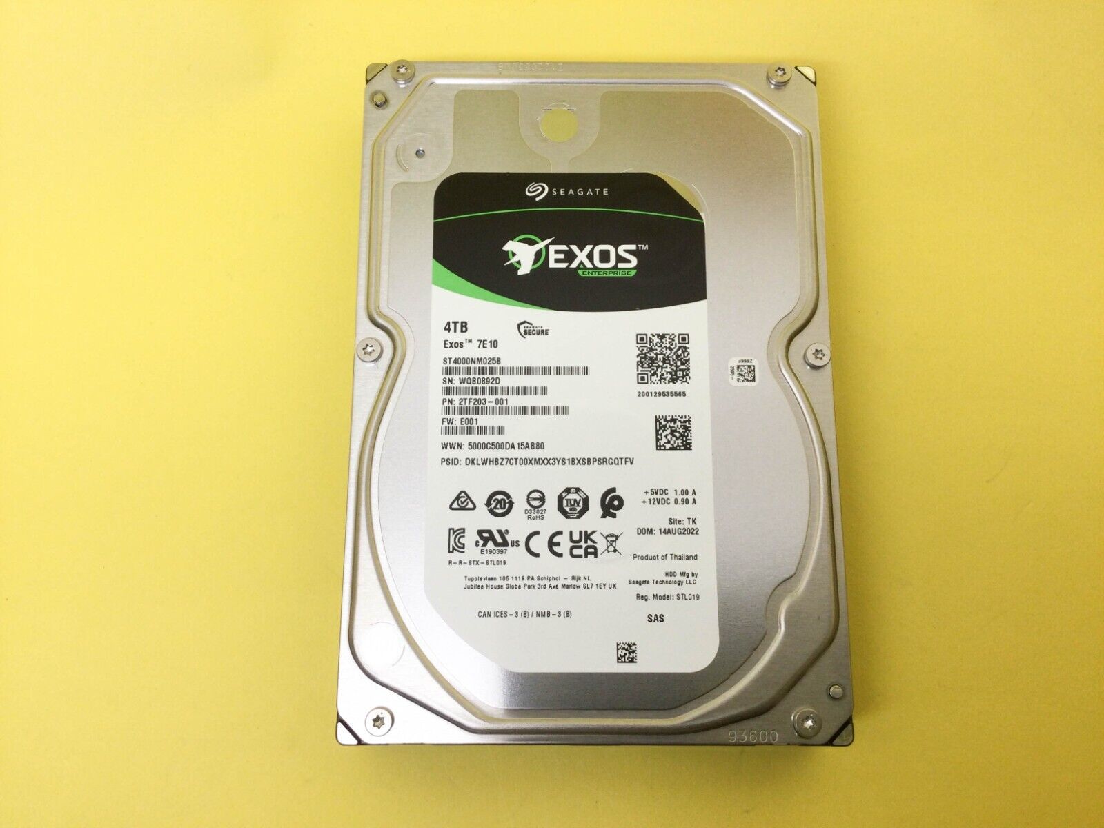 Seagate Exos 7E10 4TB 7.2K SAS 12Gb/s 3.5INCH HDD ST4000NM025B NEW
