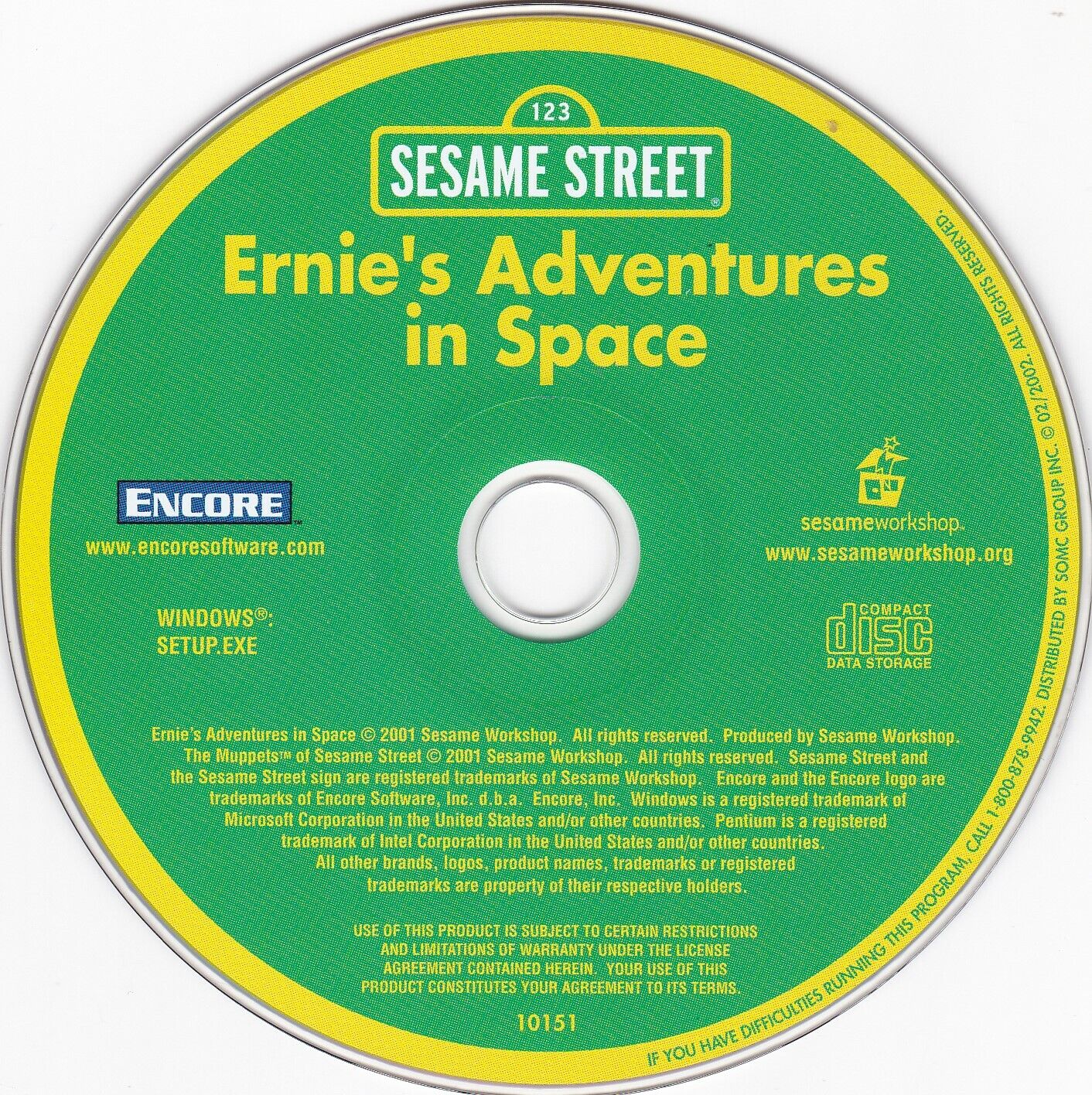 Sesame Street Ernie's Adventures in Space (PC, Windows, 2001) *DISC ONLY*