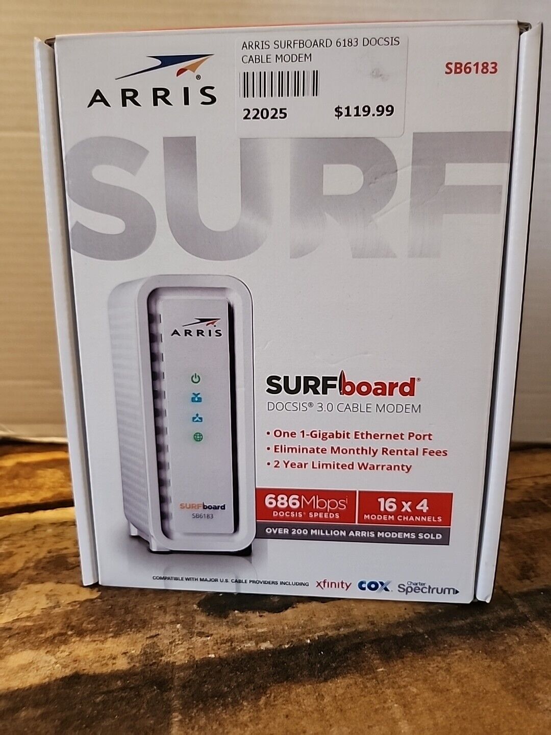 ARRIS SB6183 686 Mbps Cable Modem, White - 59243200300 New Opened Box