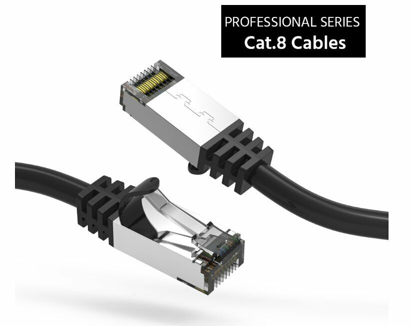 Cat.8 S/FTP (SSTP) CAT8 Ethernet Network 2GHz Cable 1Ft 2Ft 3Ft 5Ft 7Ft 10Ft lot