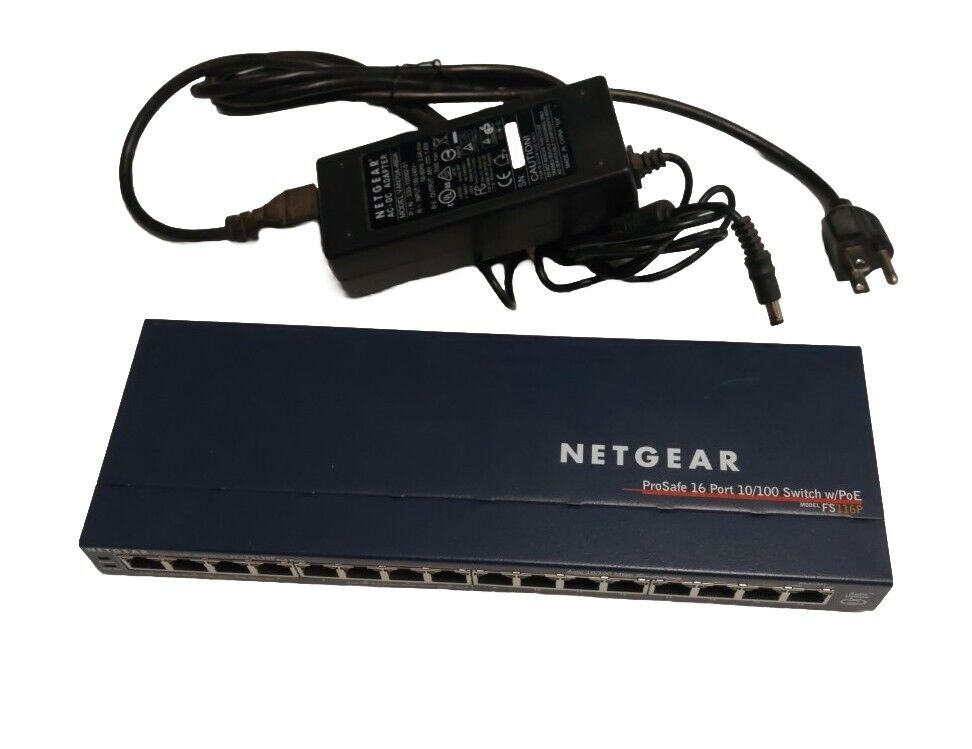 NETGEAR 16 Port 10/100 Mbps Switch FS116 Power Supply 