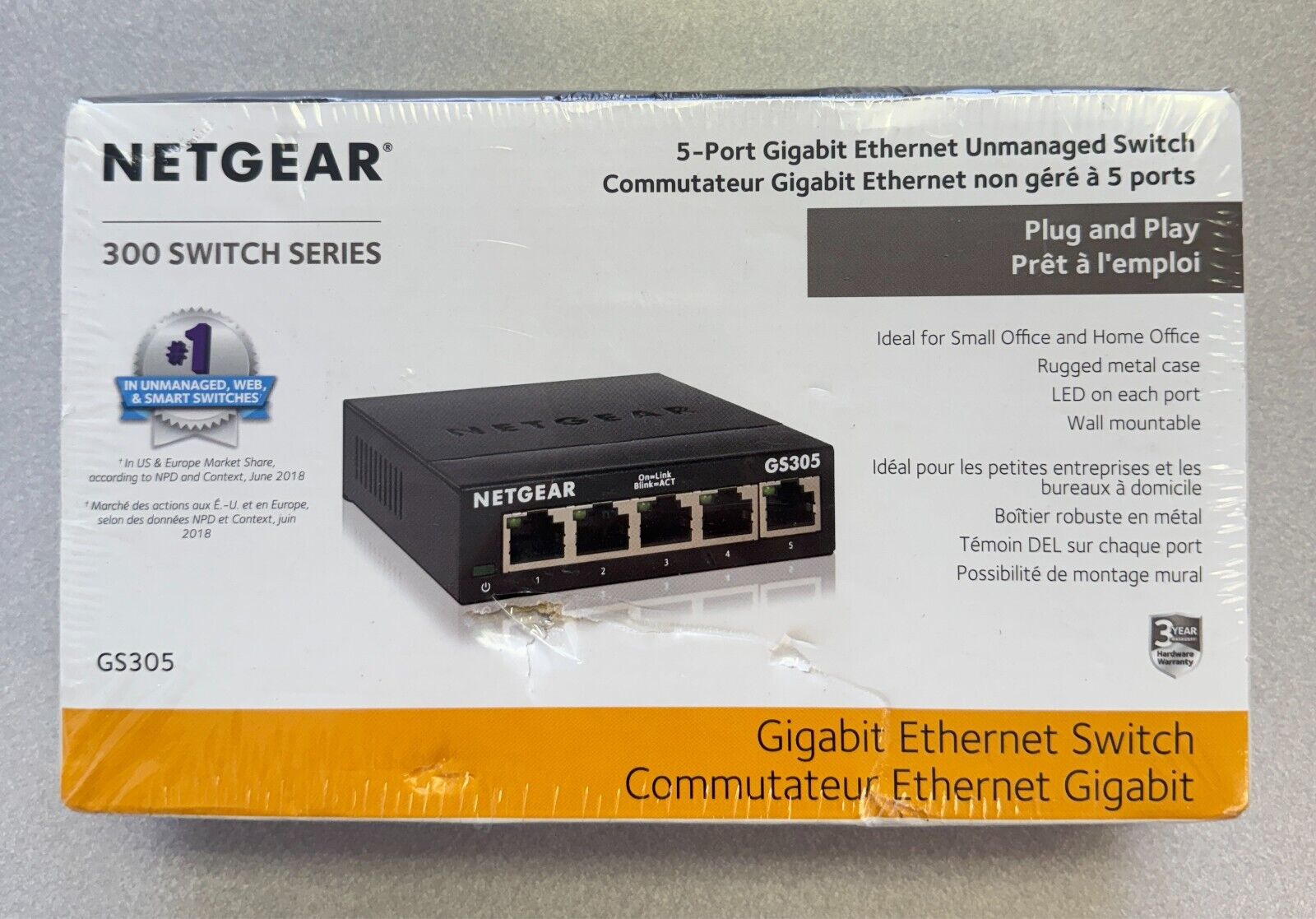 NETGEAR GS305 5 Port Gigabit Ethernet Unmanaged Switch, 