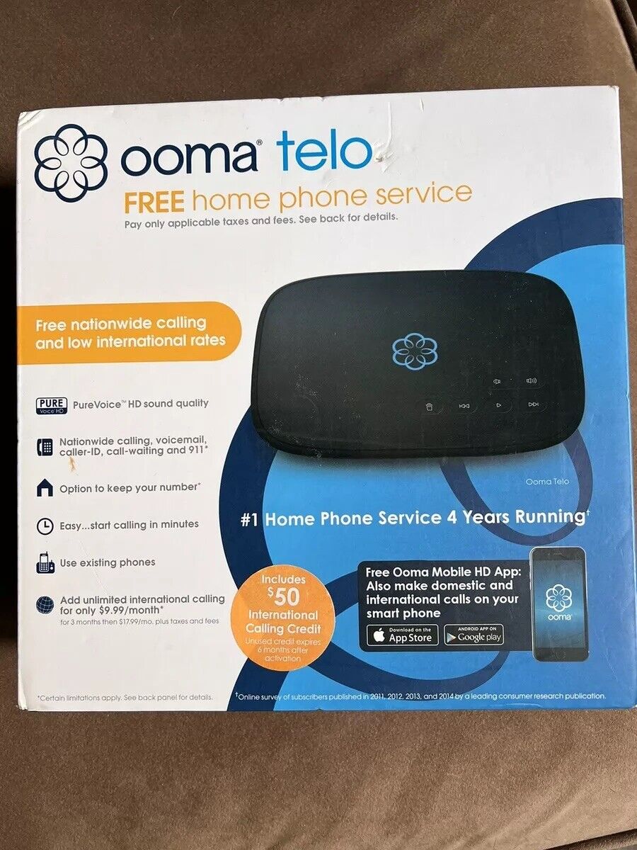 Ooma - Telo VoIP Free Home Phone Service - Black