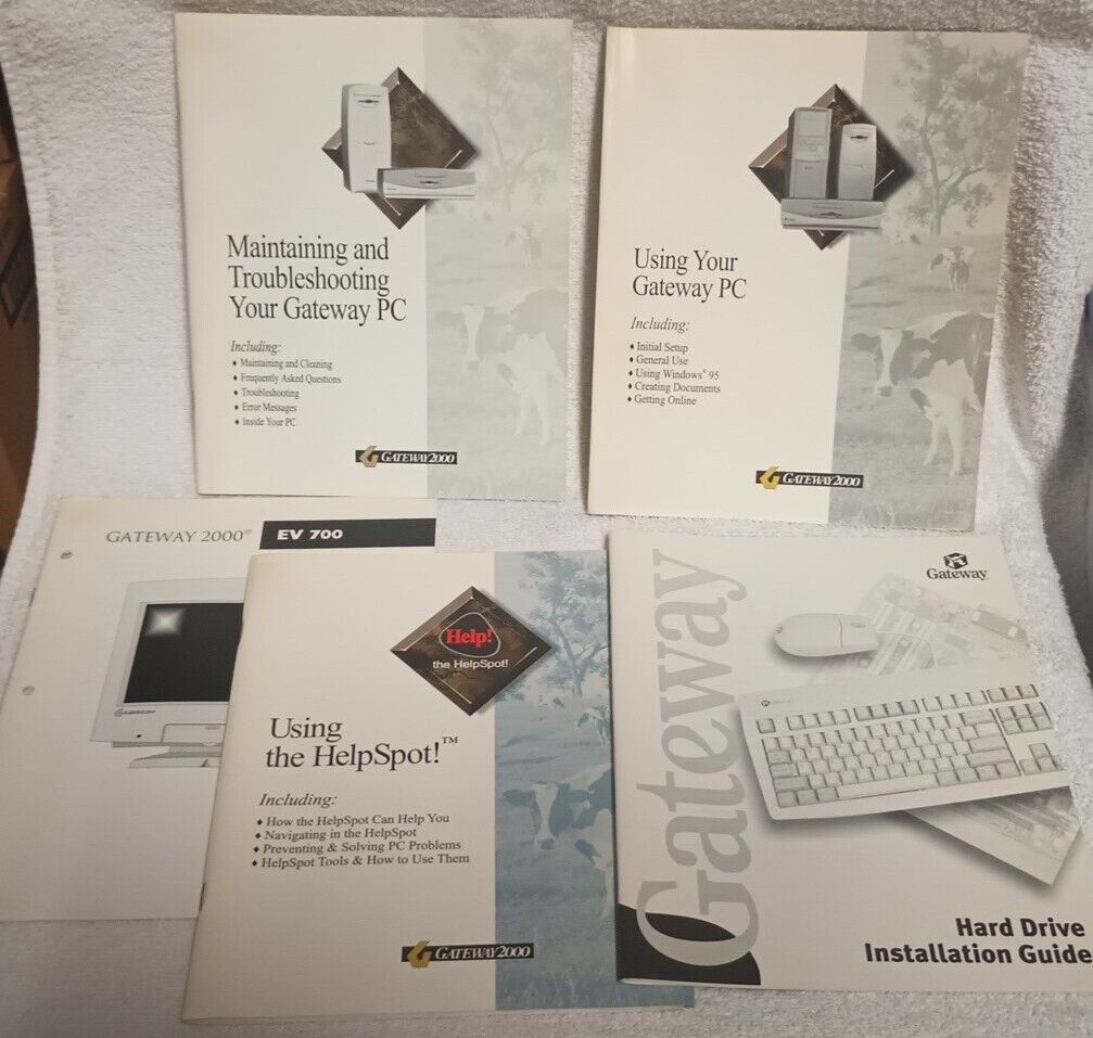 VINTAGE 1997 GATEWAY 2000 PC OWNERS MANUAL PAPERWORK 7 BOOK RARE MODEM HARDRIVE 