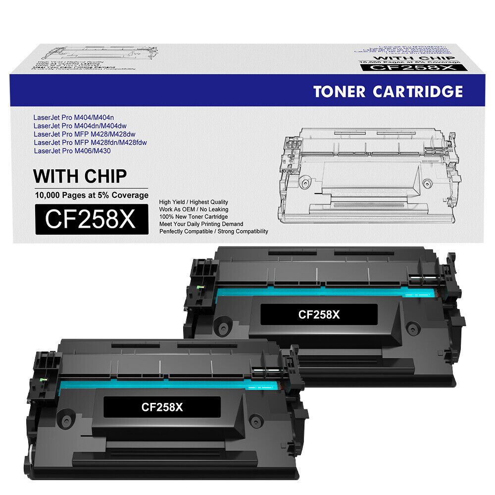 2-PK Compatible With HP 58X Black Toner Cartridge - CF258X SEALED 