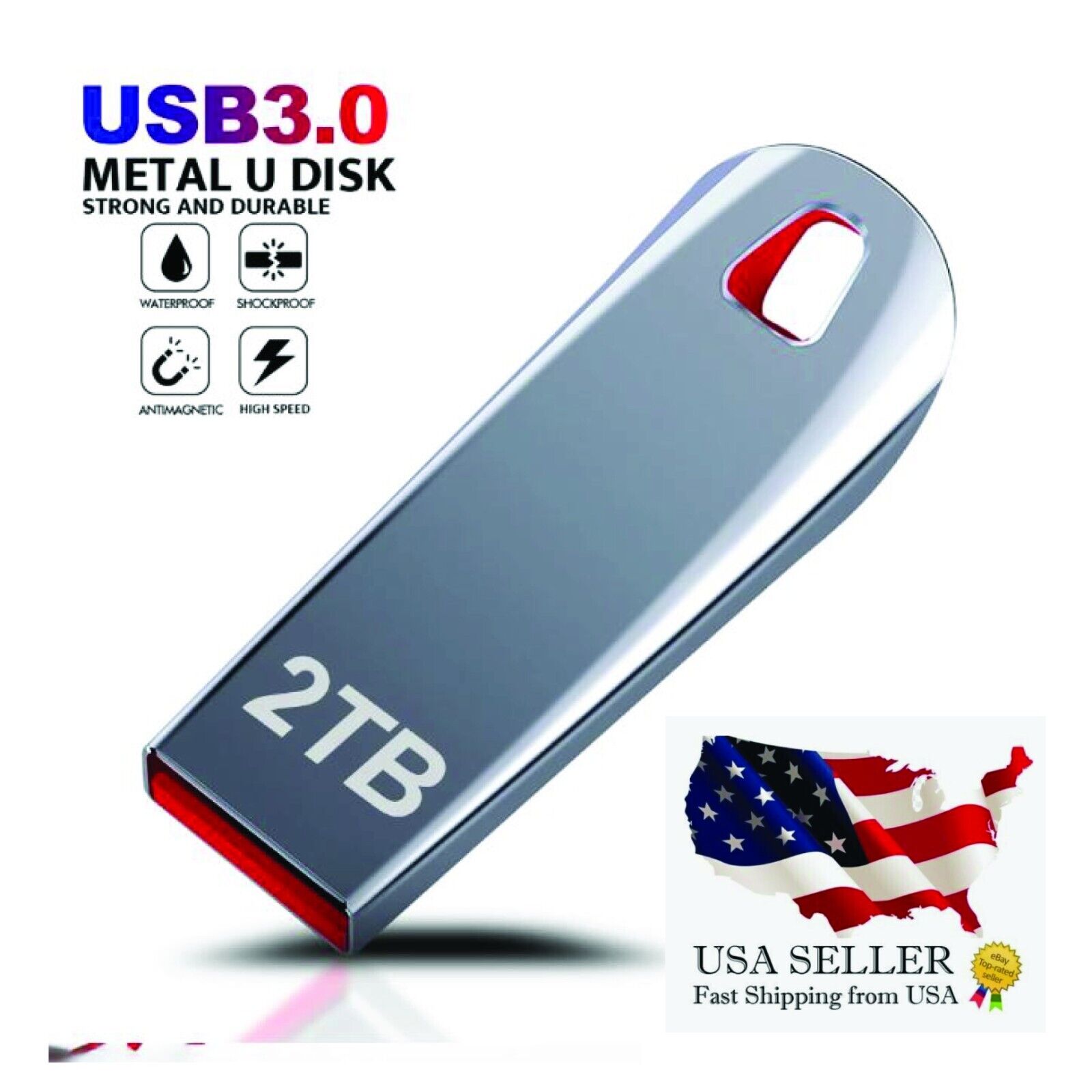 UDisk Super L-Mini Metal USB Flash Drives 2TB USB3.0 Disk Memory Portable Silver