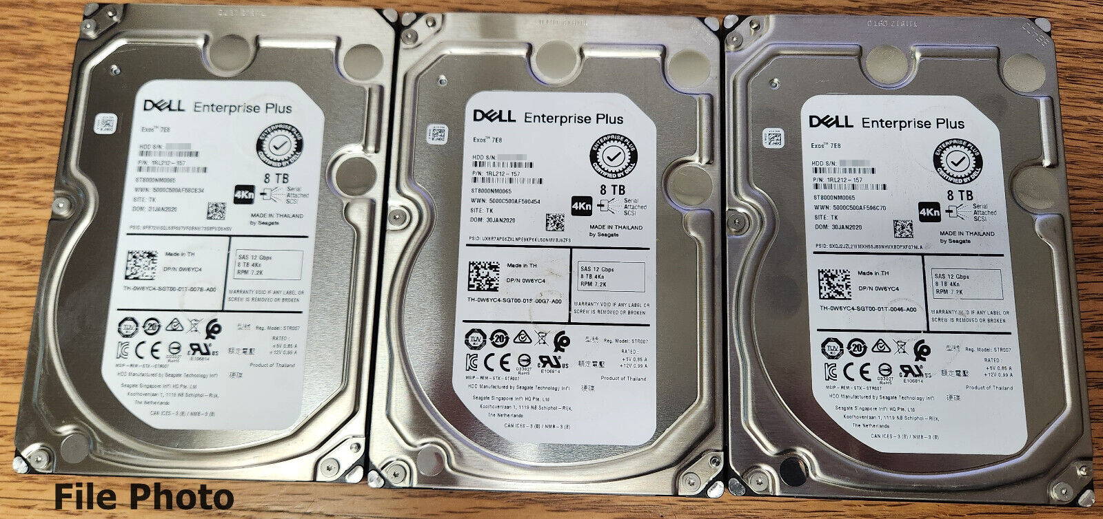 (Lot of 3) Dell Enterprise Plus Exos 7E8 8TB 7200RPM SAS 3.5\