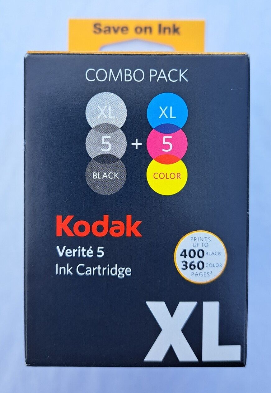 Kodak Verite 5 XL Combo Pack Ink Cartridge Black & Color XL Cartridge New Sealed
