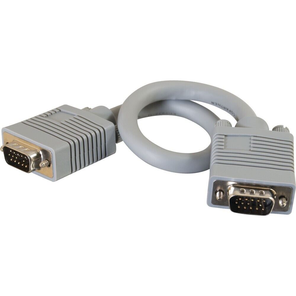 C2G 35562 Premium Shielded HD15 Male to Male SXGA VGA Monitor Cable 1 Foot Gray