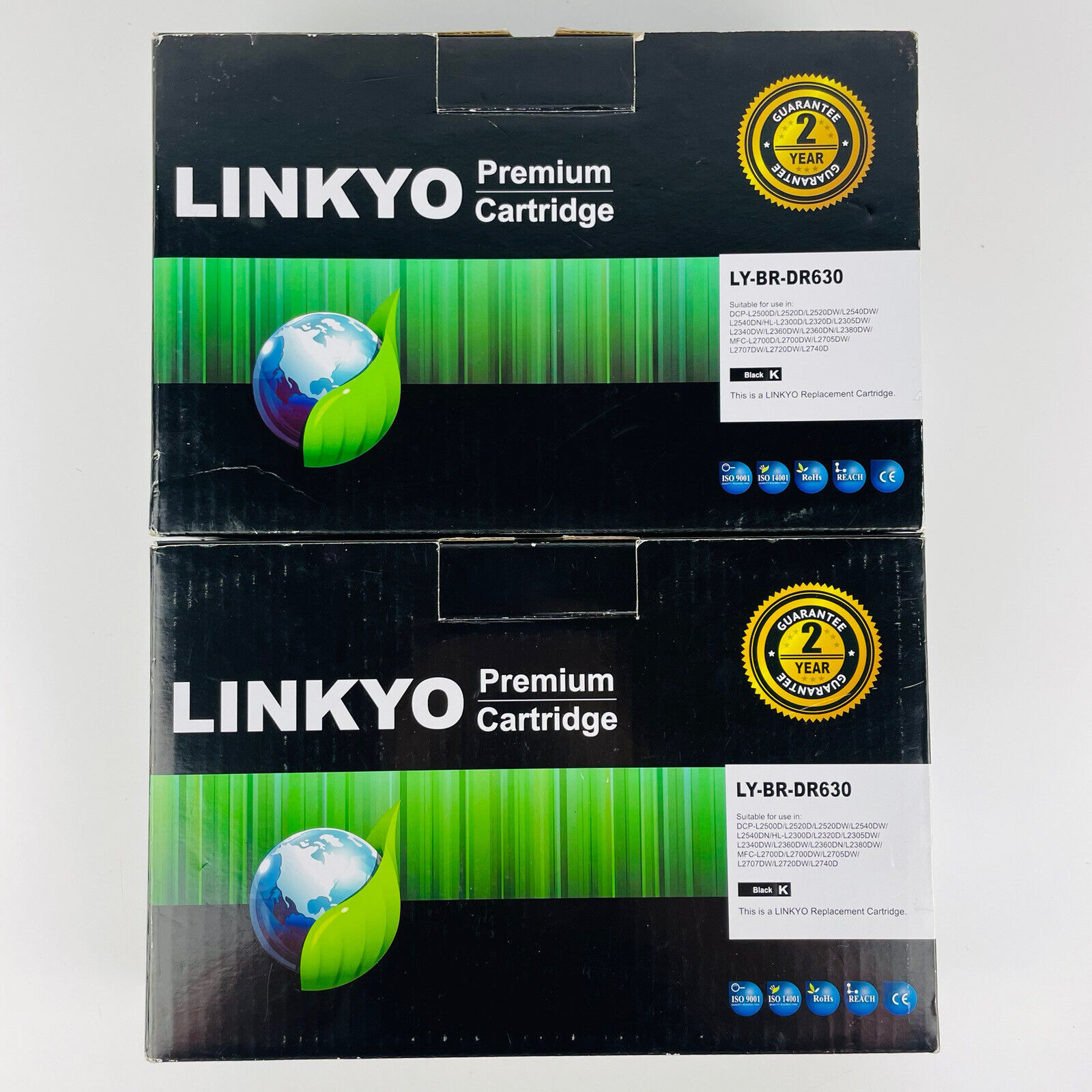 Linkyo Compatible Drum Unit Replacement for Brother DR630 - Black - (2 Pack)